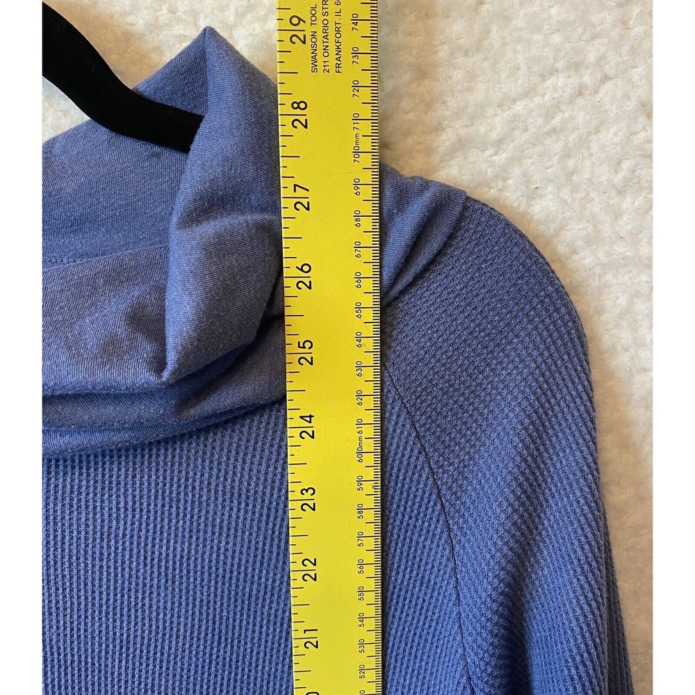 Columbia Women's Sz Medium Blue Cotton Blend Cowl NeckTunic Shirt Waffle Thermal - Picture 7 of 8